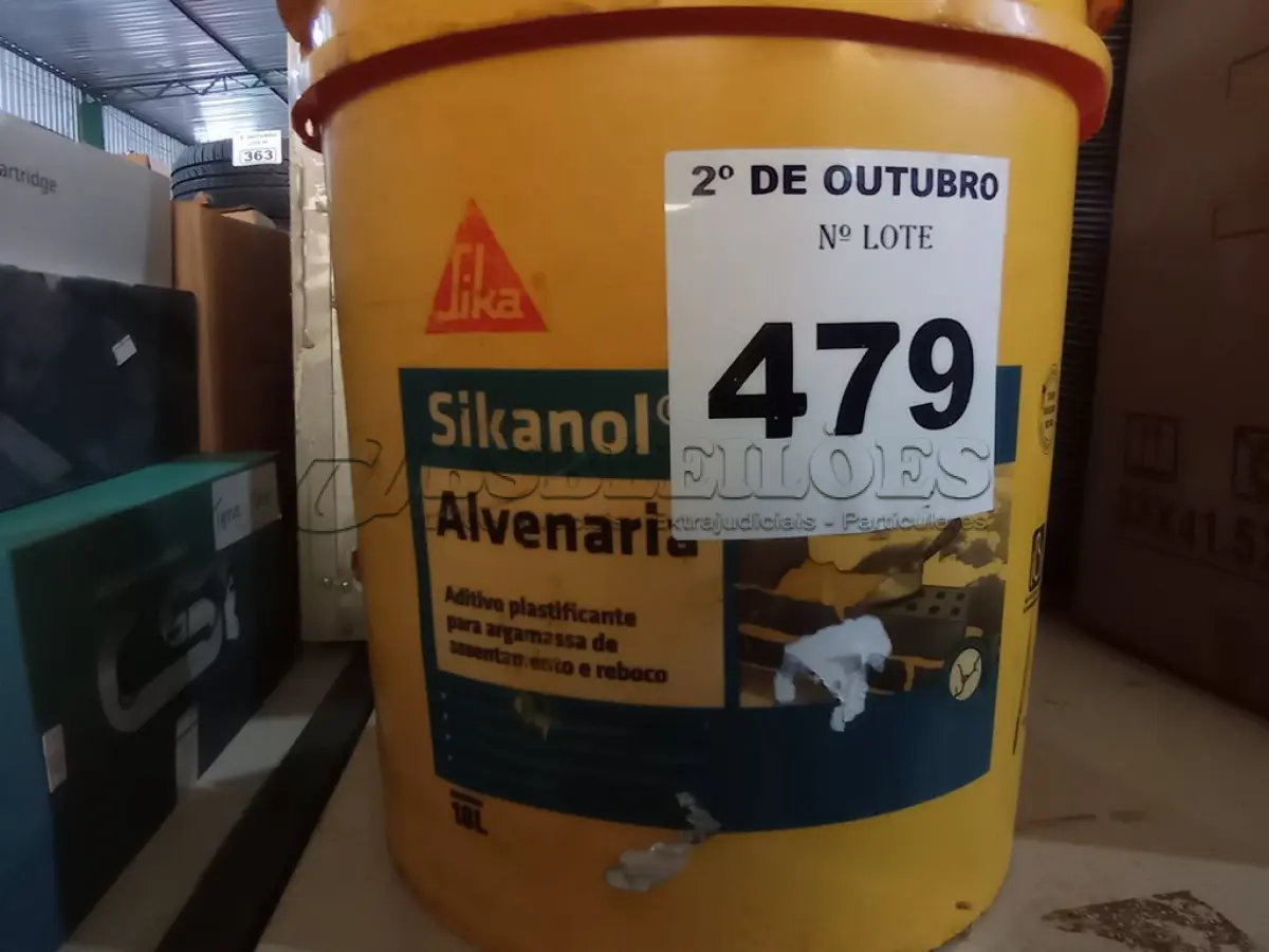 LOTE 479 - 01 BALDE DE SIKANOL ALVENARIA, ADITIVO PLASTIFICANTE PARA ARGAMASSA DE ASSENTAMENTO E REBOCO. (NO ESTADO) ATENÇÃO! FAZER A VISITAÇÃO ANTES DE ARREMATAR, NÃO SABEMOS SE FUNCIONA. LEILÃO NÃO TEM GARANTIA E NEM DEVOLUÇÃO, SUJEITO A POSSÍVEIS AVARIAS VISÍVEIS/OCULTAS E/OU AUSÊNCIA DE COMPONENTES.