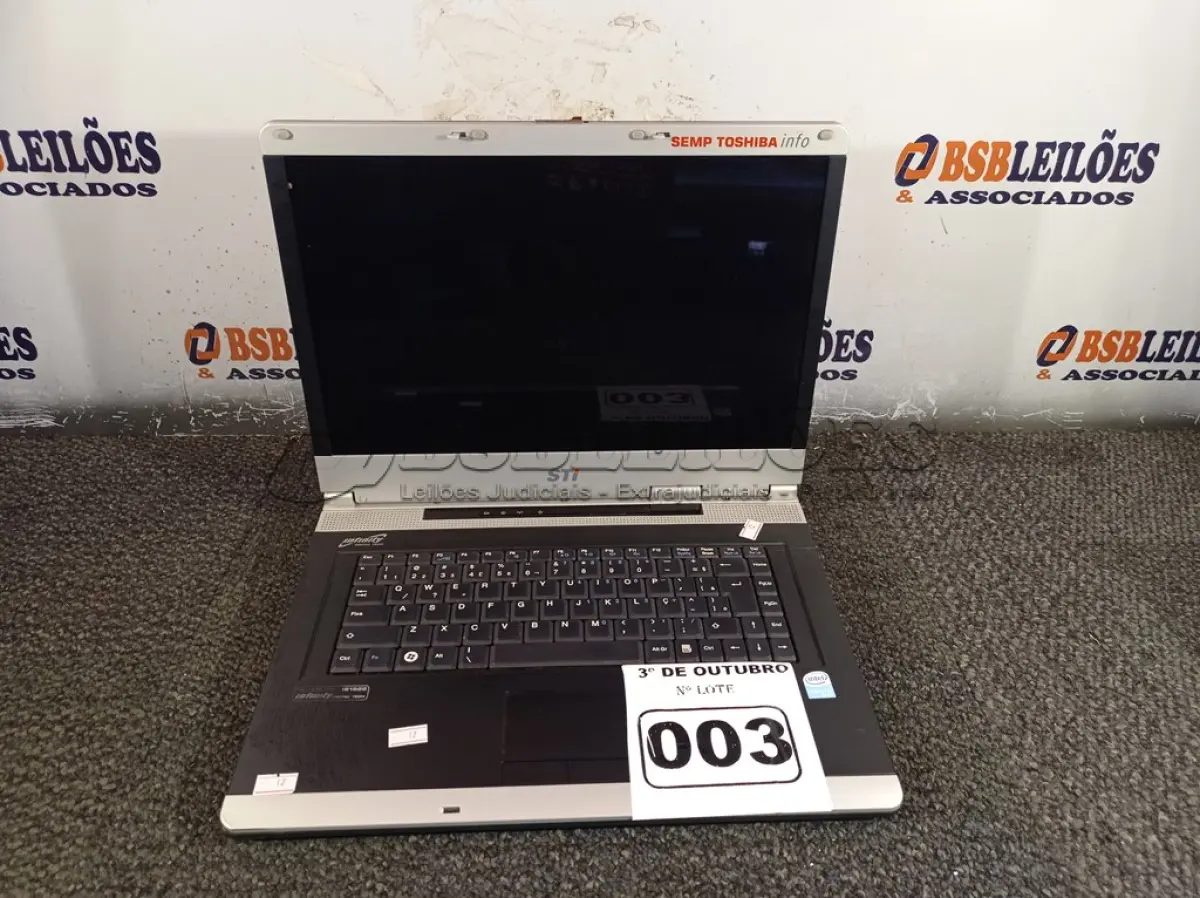 LOTE 003 - 01 NOTEBOOK MARCA STI. (NO ESTADO) ATENÇÃO! FAZER A VISITAÇÃO ANTES DE ARREMATAR, NÃO SABEMOS SE FUNCIONA. LEILÃO NÃO TEM GARANTIA E NEM DEVOLUÇÃO, SUJEITO A POSSÍVEIS AVARIAS VISÍVEIS/OCULTAS E/OU AUSÊNCIA DE COMPONENTES.