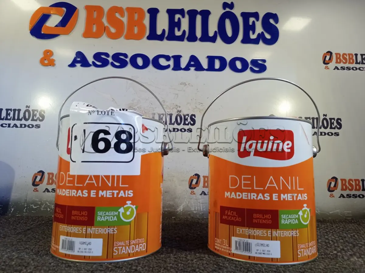 LOTE 168 - 02 GALÕES DE ESMALTE IQUINE MADEIRA E METAIS 3,6L NAS CORES VERMELHO. (NO ESTADO) ATENÇÃO! FAZER A VISITAÇÃO ANTES DE ARREMATAR, NÃO SABEMOS SE FUNCIONA. LEILÃO NÃO TEM GARANTIA E NEM DEVOLUÇÃO, SUJEITO A POSSÍVEIS AVARIAS VISÍVEIS/OCULTAS E/OU AUSÊNCIA DE COMPONENTES.