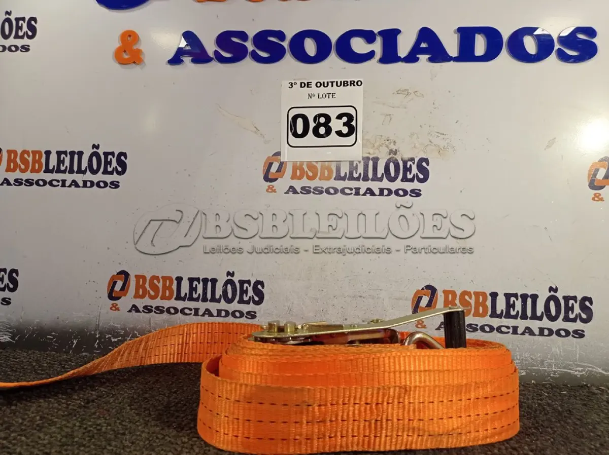 LOTE 083 - 01 CINTA PARA AMARRAÇÃO DE CARGAS. (NO ESTADO) ATENÇÃO! FAZER A VISITAÇÃO ANTES DE ARREMATAR, NÃO SABEMOS SE FUNCIONA. LEILÃO NÃO TEM GARANTIA E NEM DEVOLUÇÃO, SUJEITO A POSSÍVEIS AVARIAS VISÍVEIS/OCULTAS E/OU AUSÊNCIA DE COMPONENTES.