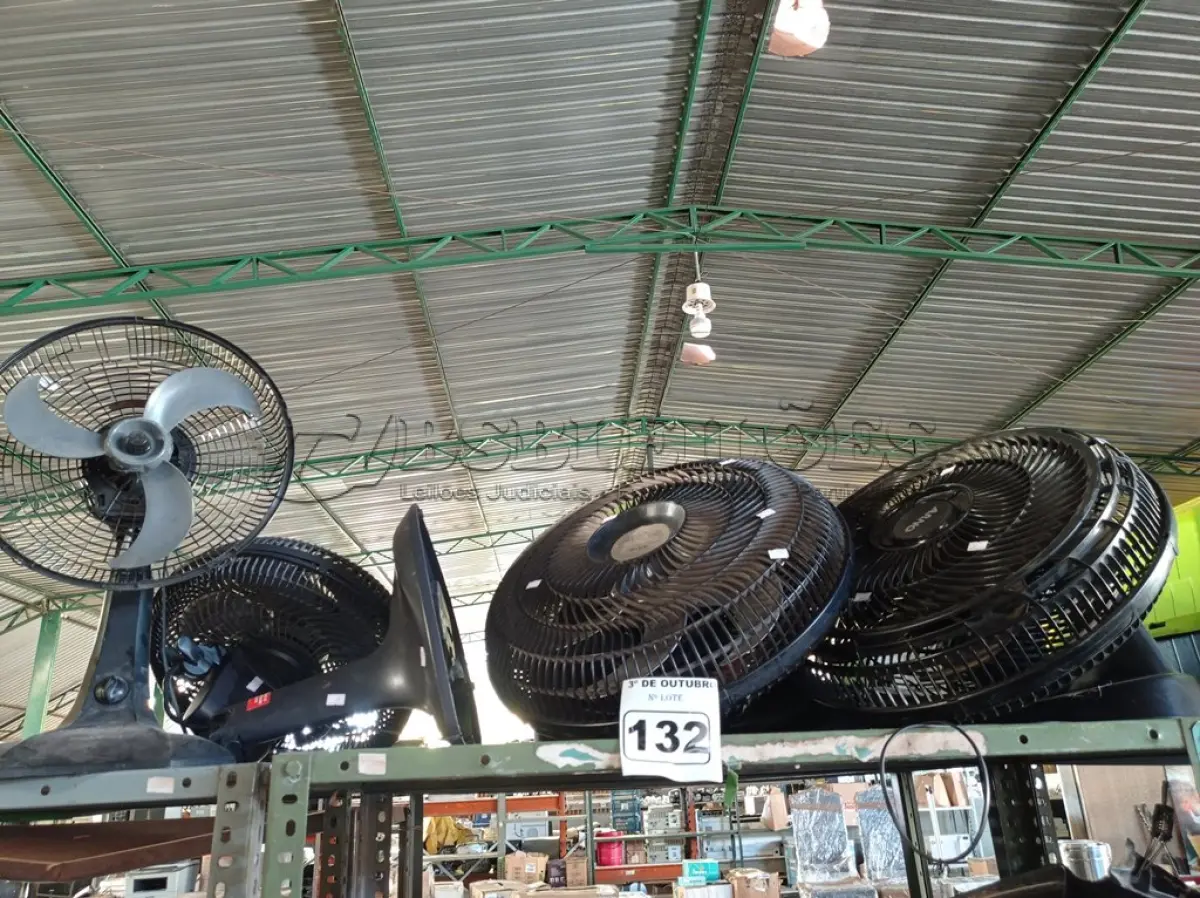 LOTE 132 - 01 LOTE COM VÁRIOS VENTILADORES MARCAS E MODELOS DIVERSOS. (NO ESTADO) ATENÇÃO! FAZER A VISITAÇÃO ANTES DE ARREMATAR, NÃO SABEMOS SE FUNCIONA. LEILÃO NÃO TEM GARANTIA E NEM DEVOLUÇÃO, SUJEITO A POSSÍVEIS AVARIAS VISÍVEIS/OCULTAS E/OU AUSÊNCIA DE COMPONENTES.