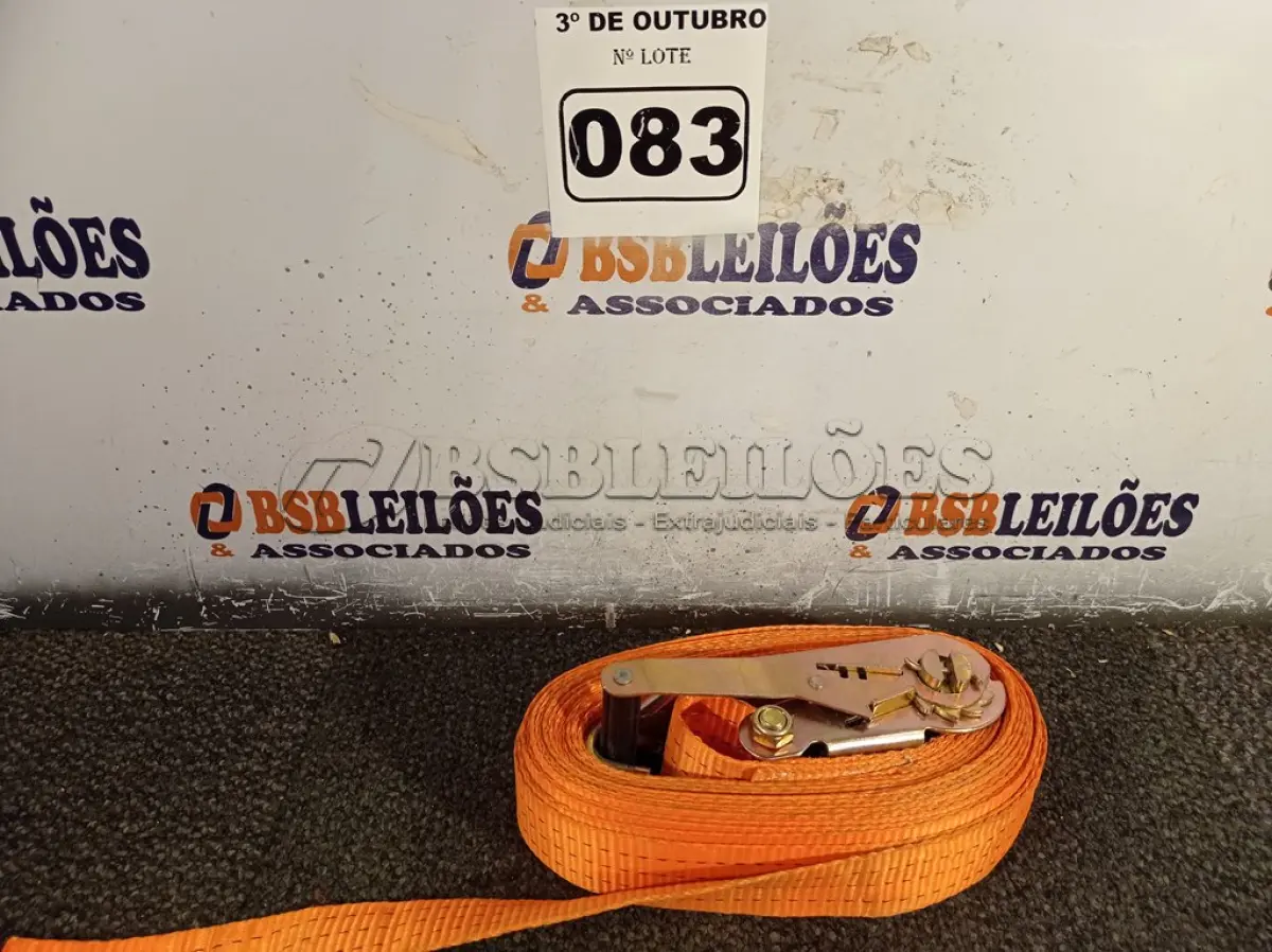 LOTE 083 - 01 CINTA PARA AMARRAÇÃO DE CARGAS. (NO ESTADO) ATENÇÃO! FAZER A VISITAÇÃO ANTES DE ARREMATAR, NÃO SABEMOS SE FUNCIONA. LEILÃO NÃO TEM GARANTIA E NEM DEVOLUÇÃO, SUJEITO A POSSÍVEIS AVARIAS VISÍVEIS/OCULTAS E/OU AUSÊNCIA DE COMPONENTES.