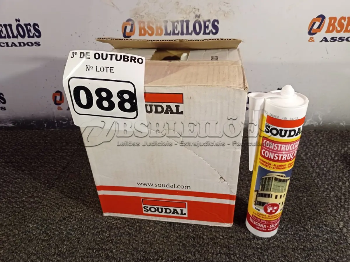 LOTE 088 - 12 TUBOS DE SILICONE NEUTRO PARA CONSTRUÇÃO COR BRANCO 340G. (NO ESTADO) ATENÇÃO! FAZER A VISITAÇÃO ANTES DE ARREMATAR, NÃO SABEMOS SE FUNCIONA. LEILÃO NÃO TEM GARANTIA E NEM DEVOLUÇÃO, SUJEITO A POSSÍVEIS AVARIAS VISÍVEIS/OCULTAS E/OU AUSÊNCIA DE COMPONENTES.
