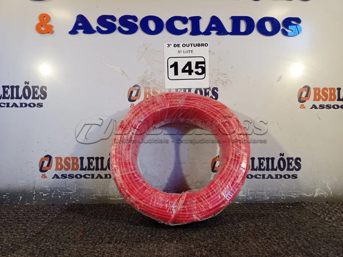 LOTE 145 - 01 ROLO DE CABO FLEXÍVEL 100M 1X 4MM NA COR VERMELHA(NOVO). (NO ESTADO) ATENÇÃO! FAZER A VISITAÇÃO ANTES DE ARREMATAR, NÃO SABEMOS SE FUNCIONA. LEILÃO NÃO TEM GARANTIA E NEM DEVOLUÇÃO, SUJEITO A POSSÍVEIS AVARIAS VISÍVEIS/OCULTAS E/OU AUSÊNCIA DE COMPONENTES.