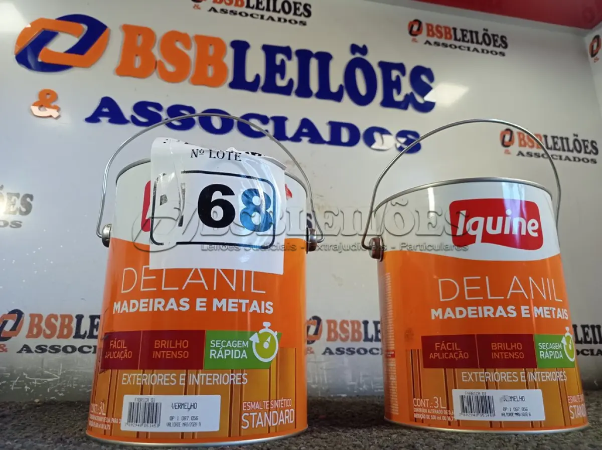 LOTE 168 - 02 GALÕES DE ESMALTE IQUINE MADEIRA E METAIS 3,6L NAS CORES VERMELHO. (NO ESTADO) ATENÇÃO! FAZER A VISITAÇÃO ANTES DE ARREMATAR, NÃO SABEMOS SE FUNCIONA. LEILÃO NÃO TEM GARANTIA E NEM DEVOLUÇÃO, SUJEITO A POSSÍVEIS AVARIAS VISÍVEIS/OCULTAS E/OU AUSÊNCIA DE COMPONENTES.