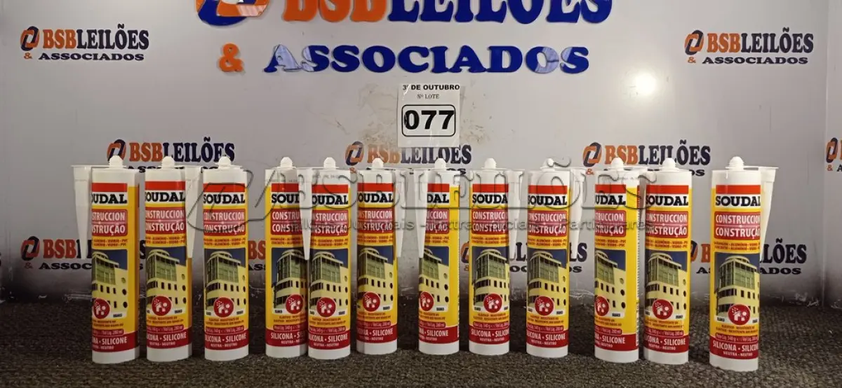 LOTE 077 - 12 TUBOS DE SILICONE NEUTRO PARA CONSTRUÇÃO COR BRANCO 340G. (NO ESTADO) ATENÇÃO! FAZER A VISITAÇÃO ANTES DE ARREMATAR, NÃO SABEMOS SE FUNCIONA. LEILÃO NÃO TEM GARANTIA E NEM DEVOLUÇÃO, SUJEITO A POSSÍVEIS AVARIAS VISÍVEIS/OCULTAS E/OU AUSÊNCIA DE COMPONENTES.
