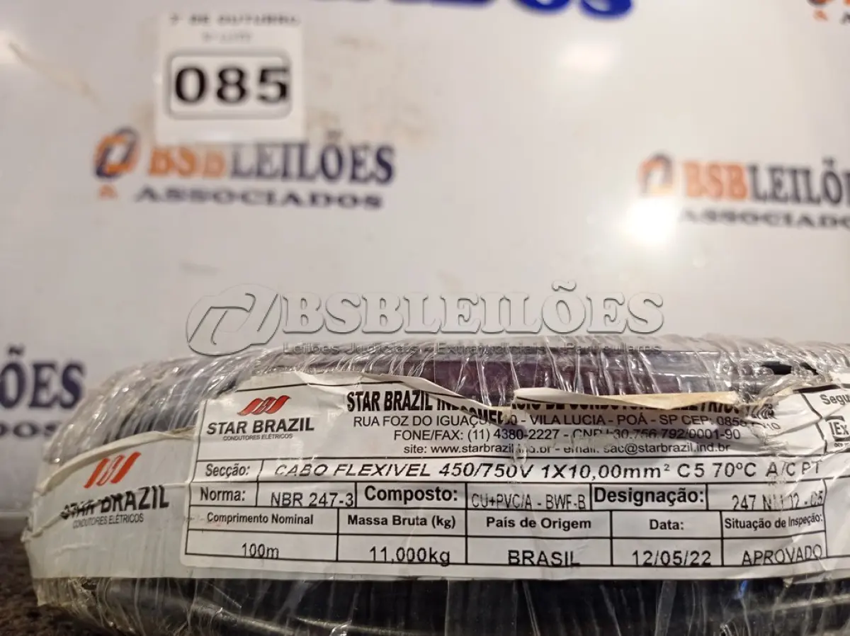 LOTE 085 - 01 ROLO DE CABO FLEXÍVEL 100M 1X 10MM NA COR PRETA(NOVO). (NO ESTADO) ATENÇÃO! FAZER A VISITAÇÃO ANTES DE ARREMATAR, NÃO SABEMOS SE FUNCIONA. LEILÃO NÃO TEM GARANTIA E NEM DEVOLUÇÃO, SUJEITO A POSSÍVEIS AVARIAS VISÍVEIS/OCULTAS E/OU AUSÊNCIA DE COMPONENTES.