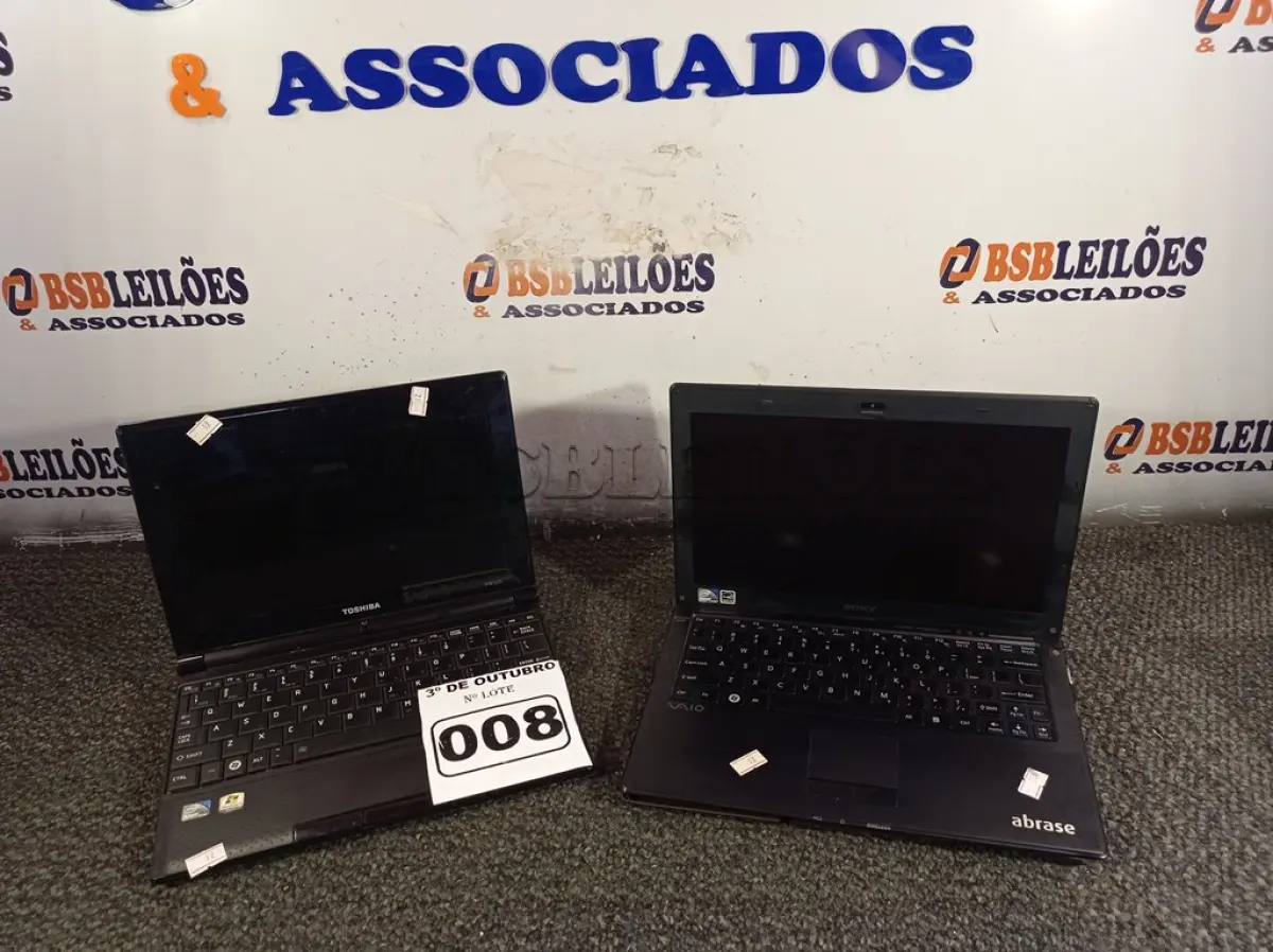 LOTE 008 - 02 NETBOOKS MARCAS E MODELOS DIVERSOS. (NO ESTADO) ATENÇÃO! FAZER A VISITAÇÃO ANTES DE ARREMATAR, NÃO SABEMOS SE FUNCIONA. LEILÃO NÃO TEM GARANTIA E NEM DEVOLUÇÃO, SUJEITO A POSSÍVEIS AVARIAS VISÍVEIS/OCULTAS E/OU AUSÊNCIA DE COMPONENTES.