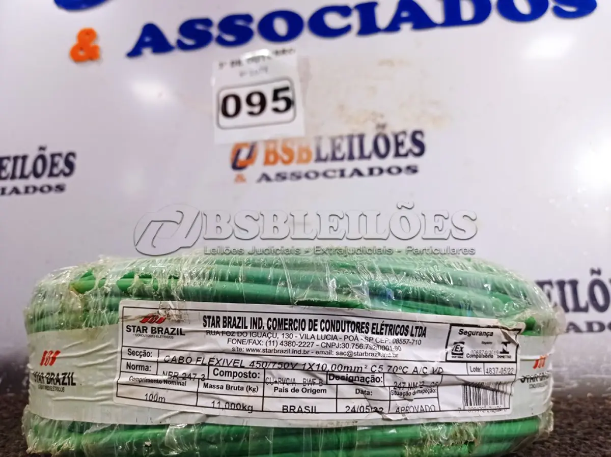 LOTE 095 - 01 ROLO DE CABO FLEXÍVEL 100M 1X 10MM NA COR VERDE(NOVO). (NO ESTADO) ATENÇÃO! FAZER A VISITAÇÃO ANTES DE ARREMATAR, NÃO SABEMOS SE FUNCIONA. LEILÃO NÃO TEM GARANTIA E NEM DEVOLUÇÃO, SUJEITO A POSSÍVEIS AVARIAS VISÍVEIS/OCULTAS E/OU AUSÊNCIA DE COMPONENTES.