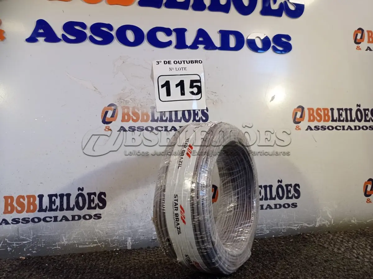 LOTE 115 - 01 ROLO DE CABO FLEXÍVEL 100M 1X 2,5MM NA COR CINZA(NOVO). (NO ESTADO) ATENÇÃO! FAZER A VISITAÇÃO ANTES DE ARREMATAR, NÃO SABEMOS SE FUNCIONA. LEILÃO NÃO TEM GARANTIA E NEM DEVOLUÇÃO, SUJEITO A POSSÍVEIS AVARIAS VISÍVEIS/OCULTAS E/OU AUSÊNCIA DE COMPONENTES.