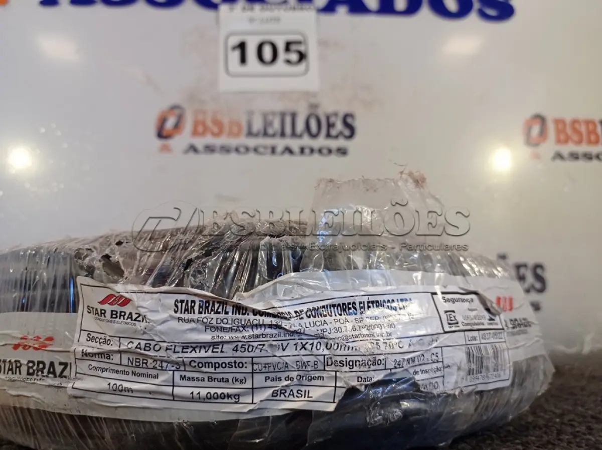 LOTE 105 - 01 ROLO DE CABO FLEXÍVEL 100M 1X 10MM NA COR PRETA(NOVO). (NO ESTADO) ATENÇÃO! FAZER A VISITAÇÃO ANTES DE ARREMATAR, NÃO SABEMOS SE FUNCIONA. LEILÃO NÃO TEM GARANTIA E NEM DEVOLUÇÃO, SUJEITO A POSSÍVEIS AVARIAS VISÍVEIS/OCULTAS E/OU AUSÊNCIA DE COMPONENTES.