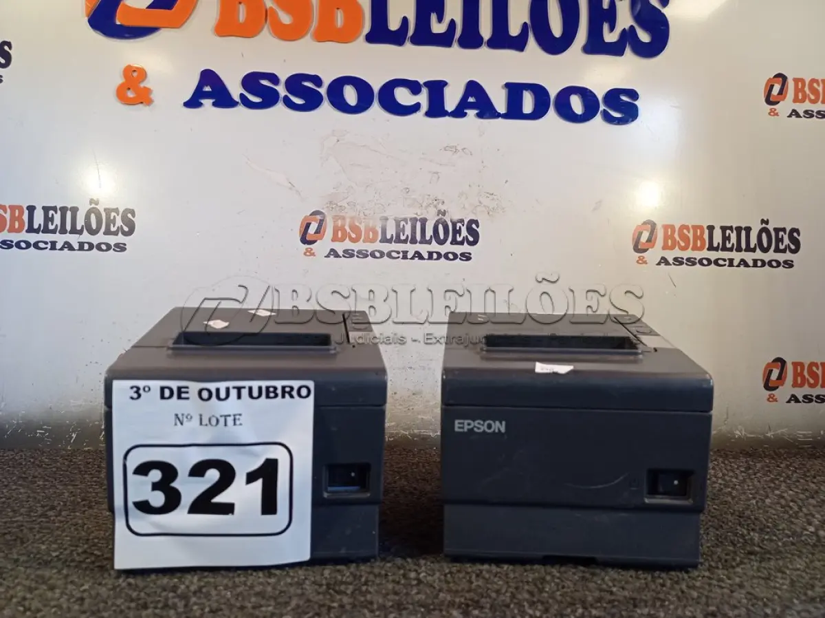 LOTE 321 - 02 IMPRESSORAS DE CUPOM NÃO FISCAL MARCAS EPSON. (NO ESTADO) ATENÇÃO! FAZER A VISITAÇÃO ANTES DE ARREMATAR, NÃO SABEMOS SE FUNCIONA. LEILÃO NÃO TEM GARANTIA E NEM DEVOLUÇÃO, SUJEITO A POSSÍVEIS AVARIAS VISÍVEIS/OCULTAS E/OU AUSÊNCIA DE COMPONENTES.