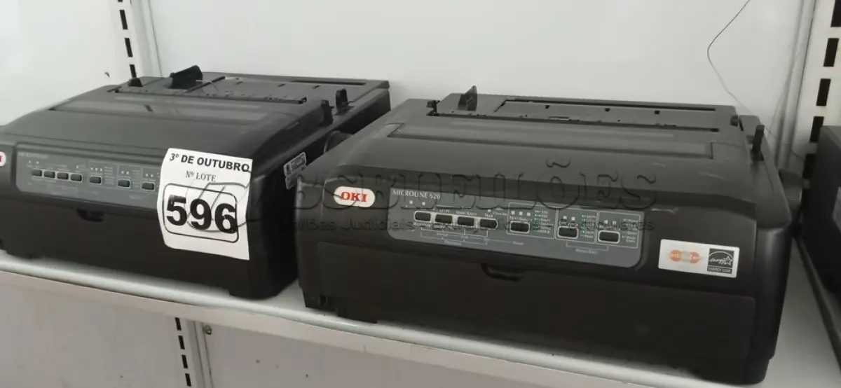LOTE 596 - 02 IMPRESSORAS MATRICIAIS OKI MICROLINE 620. (NO ESTADO) ATENÇÃO! FAZER A VISITAÇÃO ANTES DE ARREMATAR, NÃO SABEMOS SE FUNCIONA. LEILÃO NÃO TEM GARANTIA E NEM DEVOLUÇÃO, SUJEITO A POSSÍVEIS AVARIAS VISÍVEIS/OCULTAS E/OU AUSÊNCIA DE COMPONENTES.