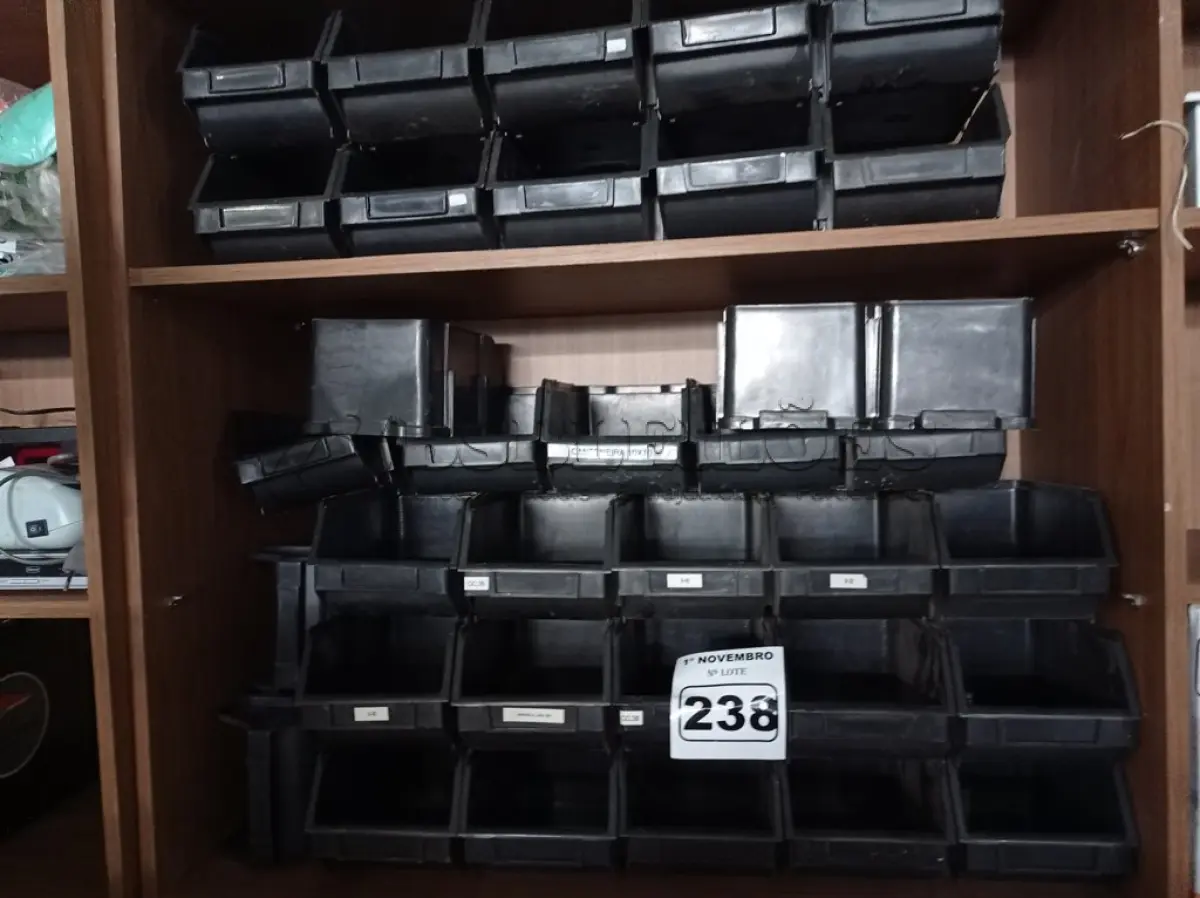 LOTE 238 - 35 CAÇAMBAS ORGANIZADORAS DE PLÁSTICO. (NO ESTADO) ATENÇÃO! FAZER A VISITAÇÃO ANTES DE ARREMATAR, NÃO SABEMOS SE FUNCIONA. LEILÃO NÃO TEM GARANTIA E NEM DEVOLUÇÃO, SUJEITO A POSSÍVEIS AVARIAS VISÍVEIS/OCULTAS E/OU AUSÊNCIA DE COMPONENTES.