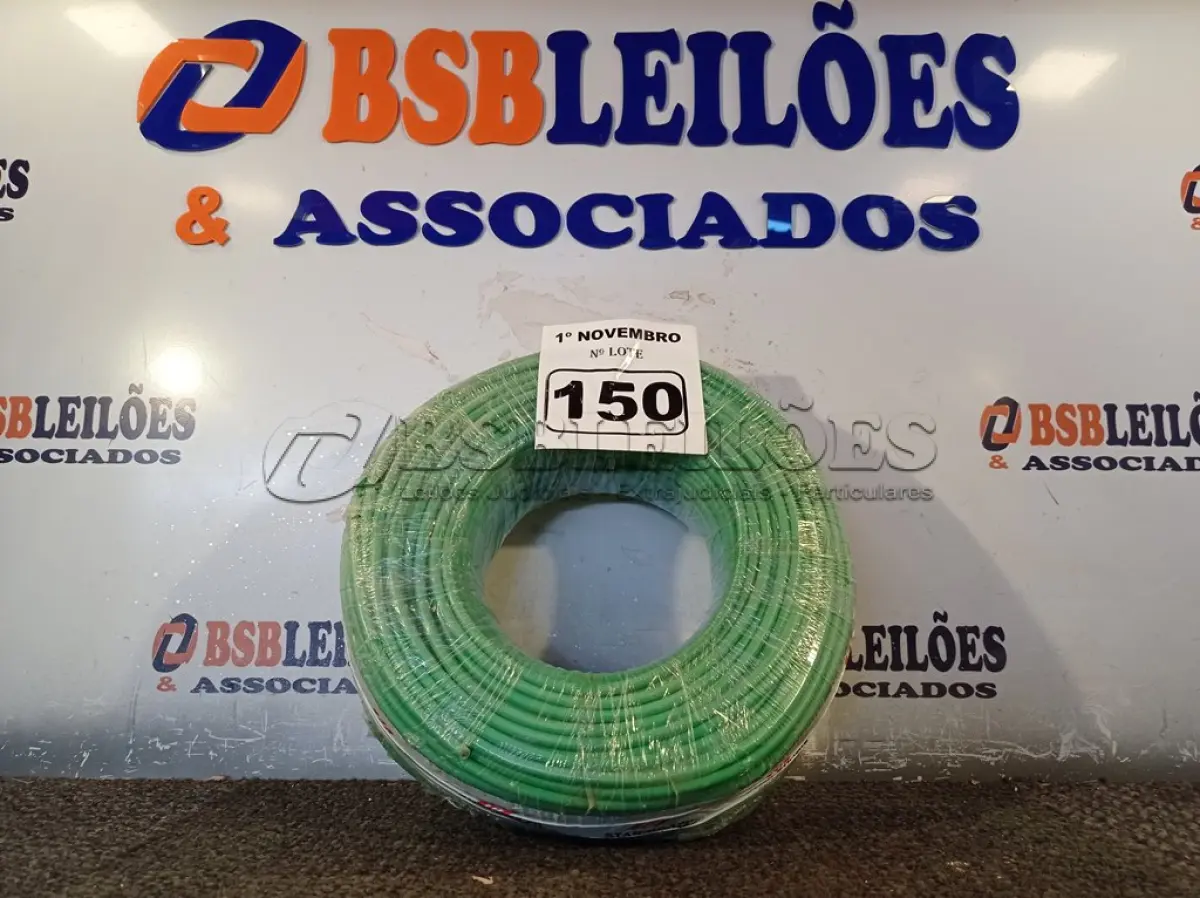 LOTE 150 - 01 ROLO DE CABO FLEXÍVEL 100M 1X10MM NA COR VERDE(NOVO). (NO ESTADO) ATENÇÃO! FAZER A VISITAÇÃO ANTES DE ARREMATAR, NÃO SABEMOS SE FUNCIONA. LEILÃO NÃO TEM GARANTIA E NEM DEVOLUÇÃO, SUJEITO A POSSÍVEIS AVARIAS VISÍVEIS/OCULTAS E/OU AUSÊNCIA DE COMPONENTES.