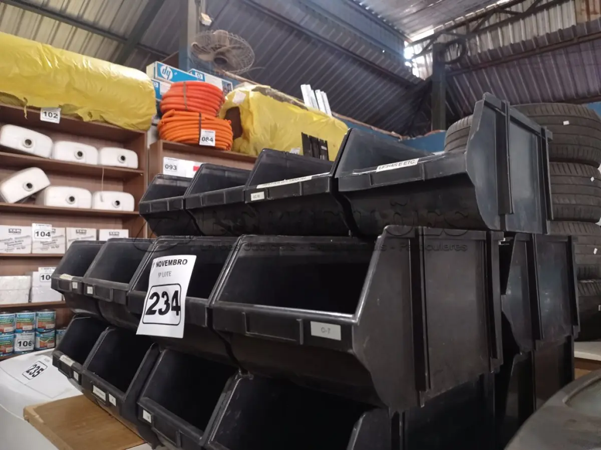LOTE 234 - 20 CAÇAMBAS ORGANIZADORAS DE PLÁSTICO. (NO ESTADO) ATENÇÃO! FAZER A VISITAÇÃO ANTES DE ARREMATAR, NÃO SABEMOS SE FUNCIONA. LEILÃO NÃO TEM GARANTIA E NEM DEVOLUÇÃO, SUJEITO A POSSÍVEIS AVARIAS VISÍVEIS/OCULTAS E/OU AUSÊNCIA DE COMPONENTES.