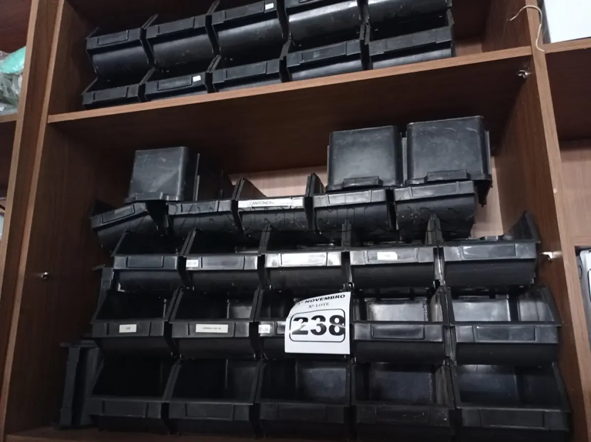 LOTE 238 - 35 CAÇAMBAS ORGANIZADORAS DE PLÁSTICO. (NO ESTADO) ATENÇÃO! FAZER A VISITAÇÃO ANTES DE ARREMATAR, NÃO SABEMOS SE FUNCIONA. LEILÃO NÃO TEM GARANTIA E NEM DEVOLUÇÃO, SUJEITO A POSSÍVEIS AVARIAS VISÍVEIS/OCULTAS E/OU AUSÊNCIA DE COMPONENTES.