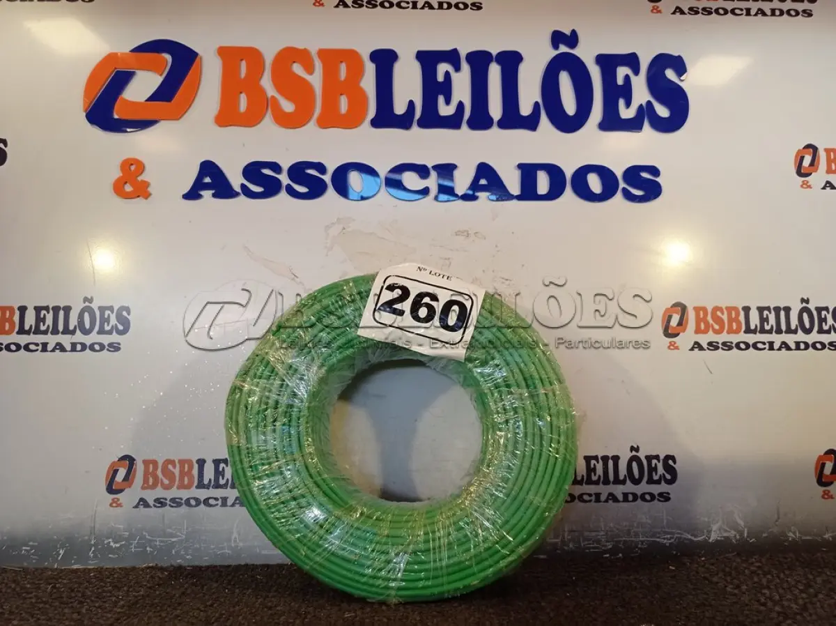 LOTE 260 - 01 ROLO DE CABO FLEXÍVEL 100M 1X10MM NA COR VERDE(NOVO). (NO ESTADO) ATENÇÃO! FAZER A VISITAÇÃO ANTES DE ARREMATAR, NÃO SABEMOS SE FUNCIONA. LEILÃO NÃO TEM GARANTIA E NEM DEVOLUÇÃO, SUJEITO A POSSÍVEIS AVARIAS VISÍVEIS/OCULTAS E/OU AUSÊNCIA DE COMPONENTES.
