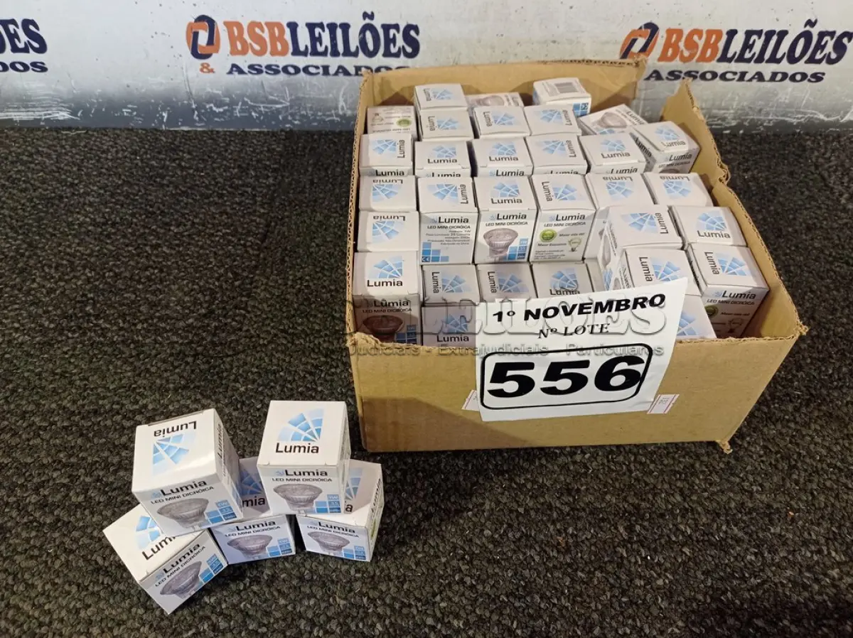LOTE 556 - 01 LOTE COM APROXIMADAMENTE 80 LÂMPADAS DICROICA 1W 220V. (NO ESTADO) ATENÇÃO! FAZER A VISITAÇÃO ANTES DE ARREMATAR, NÃO SABEMOS SE FUNCIONA. LEILÃO NÃO TEM GARANTIA E NEM DEVOLUÇÃO, SUJEITO A POSSÍVEIS AVARIAS VISÍVEIS/OCULTAS E/OU AUSÊNCIA DE COMPONENTES.