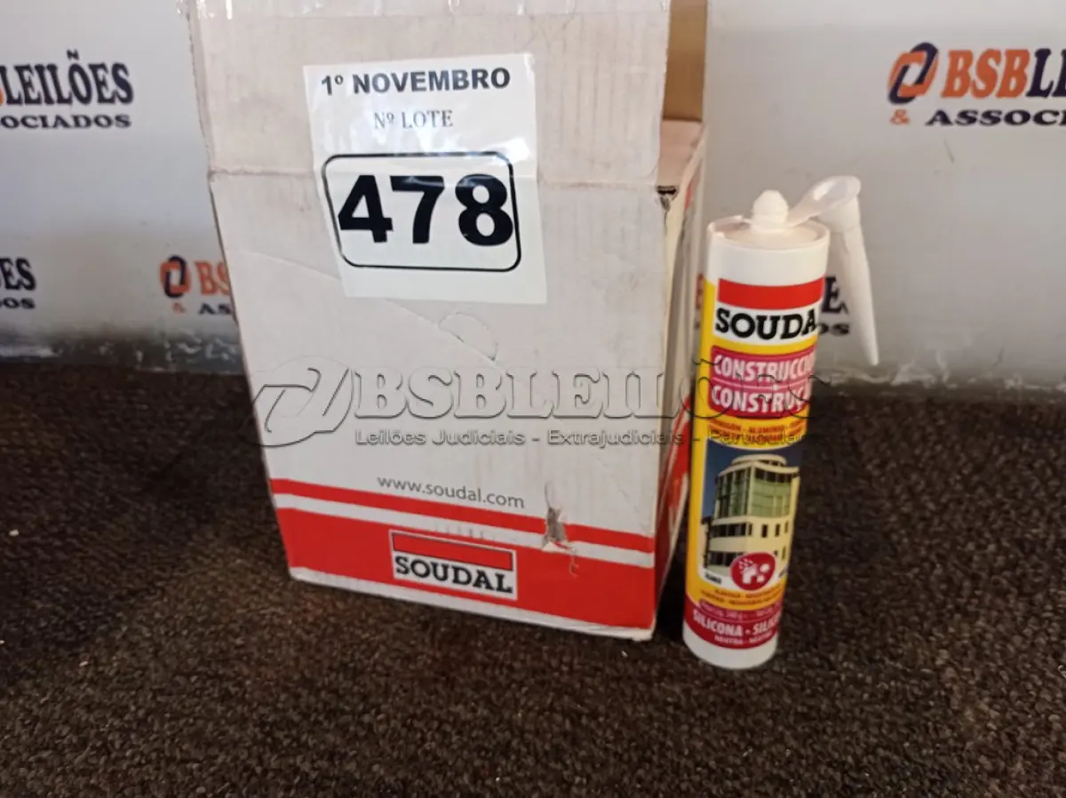 LOTE 478 - 12 TUBOS DE SILICONE NEUTRO PARA CONSTRUÇÃO. (NO ESTADO) ATENÇÃO! FAZER A VISITAÇÃO ANTES DE ARREMATAR, NÃO SABEMOS SE FUNCIONA. LEILÃO NÃO TEM GARANTIA E NEM DEVOLUÇÃO, SUJEITO A POSSÍVEIS AVARIAS VISÍVEIS/OCULTAS E/OU AUSÊNCIA DE COMPONENTES.