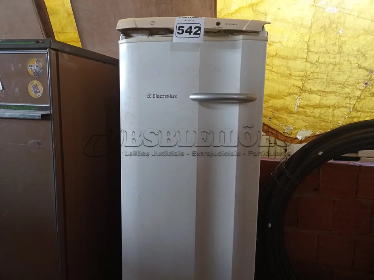 LOTE 542 - 01 FREEZER VERTICAL MARCA ELECTROLUX 220V. (NO ESTADO) ATENÇÃO! FAZER A VISITAÇÃO ANTES DE ARREMATAR, NÃO SABEMOS SE FUNCIONA. LEILÃO NÃO TEM GARANTIA E NEM DEVOLUÇÃO, SUJEITO A POSSÍVEIS AVARIAS VISÍVEIS/OCULTAS E/OU AUSÊNCIA DE COMPONENTES.