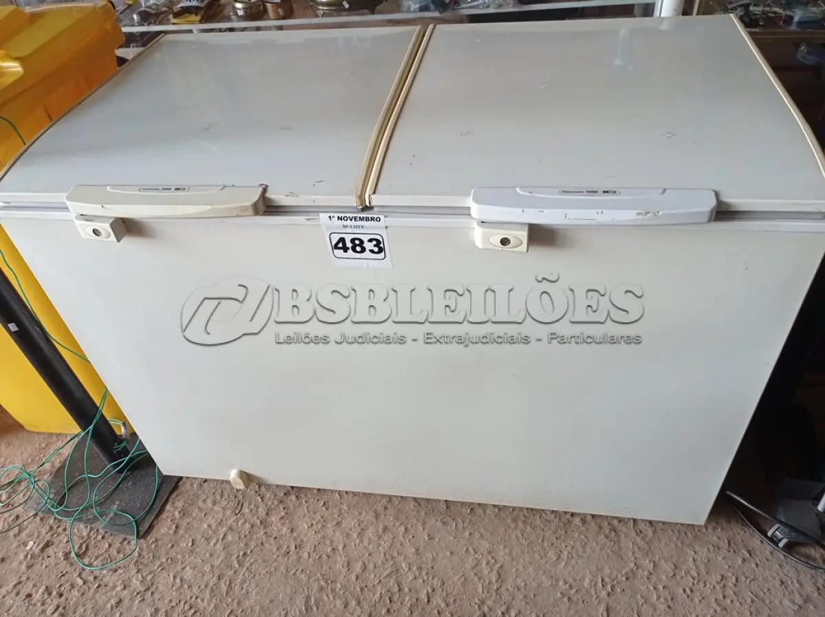 LOTE 483 - 01 FREEZER HORIZONTAL 02 TAMPA MARCA ELECTROLUX 220V. (NO ESTADO) ATENÇÃO! FAZER A VISITAÇÃO ANTES DE ARREMATAR, NÃO SABEMOS SE FUNCIONA. LEILÃO NÃO TEM GARANTIA E NEM DEVOLUÇÃO, SUJEITO A POSSÍVEIS AVARIAS VISÍVEIS/OCULTAS E/OU AUSÊNCIA DE COMPONENTES.