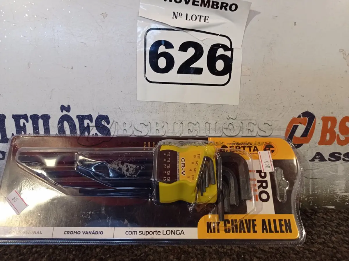 LOTE 626 - 01 KIT DE CHAVES ALLEN. (NO ESTADO) ATENÇÃO! FAZER A VISITAÇÃO ANTES DE ARREMATAR, NÃO SABEMOS SE FUNCIONA. LEILÃO NÃO TEM GARANTIA E NEM DEVOLUÇÃO, SUJEITO A POSSÍVEIS AVARIAS VISÍVEIS/OCULTAS E/OU AUSÊNCIA DE COMPONENTES.