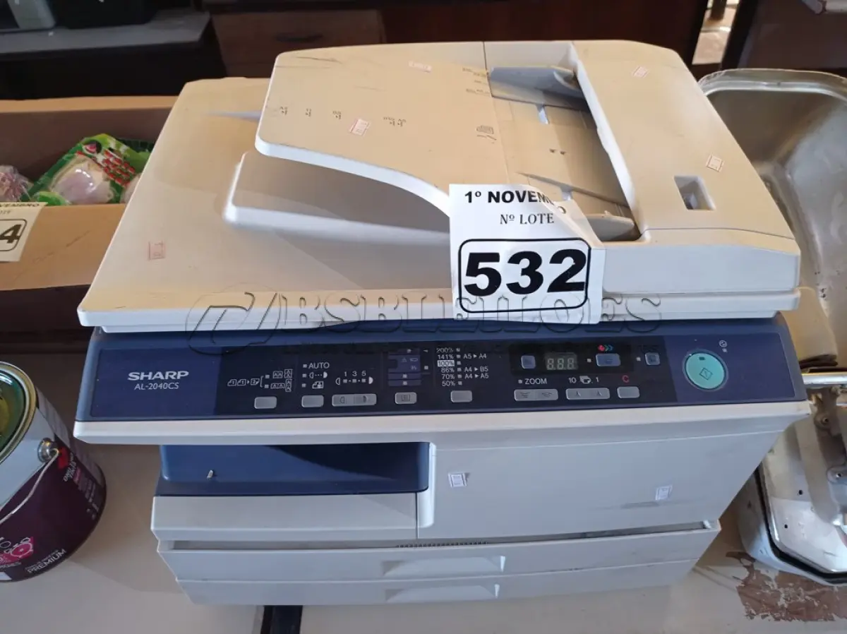 LOTE 532 - 01 IMPRESSORA MULTIFUNCIONAL MARCA SHARP MODELO AL-2040CS. (NO ESTADO) ATENÇÃO! FAZER A VISITAÇÃO ANTES DE ARREMATAR, NÃO SABEMOS SE FUNCIONA. LEILÃO NÃO TEM GARANTIA E NEM DEVOLUÇÃO, SUJEITO A POSSÍVEIS AVARIAS VISÍVEIS/OCULTAS E/OU AUSÊNCIA DE COMPONENTES.