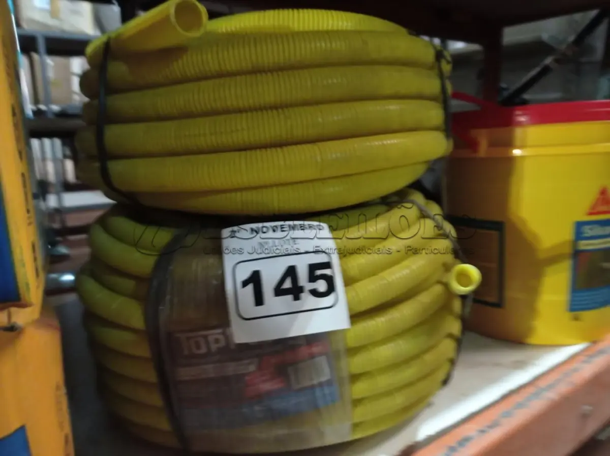 LOTE 145 - 02 ROLOS DE MANGUEIRA CORRUGADA. (NO ESTADO) ATENÇÃO! FAZER A VISITAÇÃO ANTES DE ARREMATAR, NÃO SABEMOS SE FUNCIONA. LEILÃO NÃO TEM GARANTIA E NEM DEVOLUÇÃO, SUJEITO A POSSÍVEIS AVARIAS VISÍVEIS/OCULTAS E/OU AUSÊNCIA DE COMPONENTES.