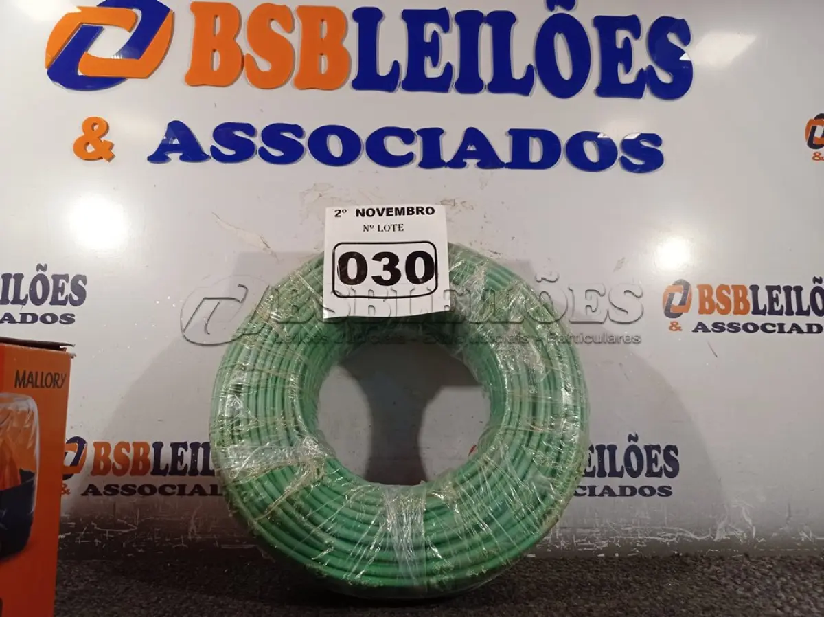 LOTE 030 - 01 ROLO DE CABO FLEXÍVEL 100M 1X10MM NA COR VERDE(NOVO). (NO ESTADO) ATENÇÃO! FAZER A VISITAÇÃO ANTES DE ARREMATAR, NÃO SABEMOS SE FUNCIONA. LEILÃO NÃO TEM GARANTIA E NEM DEVOLUÇÃO, SUJEITO A POSSÍVEIS AVARIAS VISÍVEIS/OCULTAS E/OU AUSÊNCIA DE COMPONENTES.