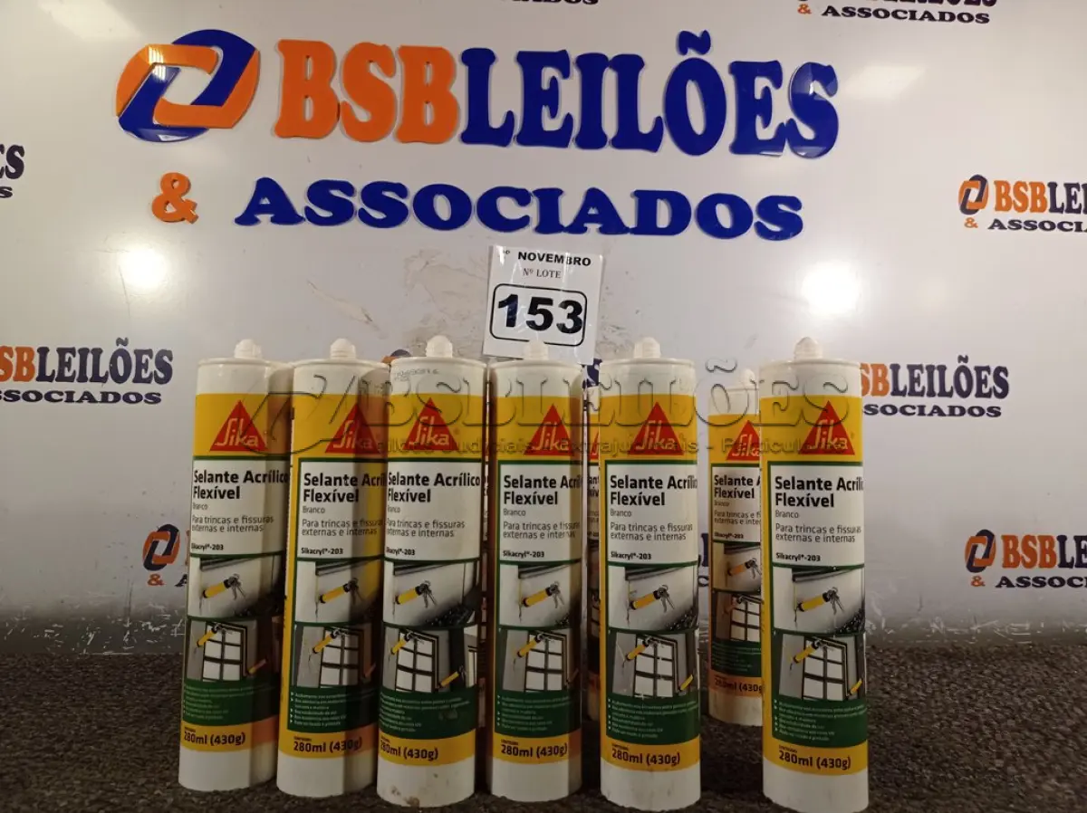 LOTE 153 - 12 TUBOS DE SELANTE ACRÍLICO FLEXÍVEL. (NO ESTADO) ATENÇÃO! FAZER A VISITAÇÃO ANTES DE ARREMATAR, NÃO SABEMOS SE FUNCIONA. LEILÃO NÃO TEM GARANTIA E NEM DEVOLUÇÃO, SUJEITO A POSSÍVEIS AVARIAS VISÍVEIS/OCULTAS E/OU AUSÊNCIA DE COMPONENTES.