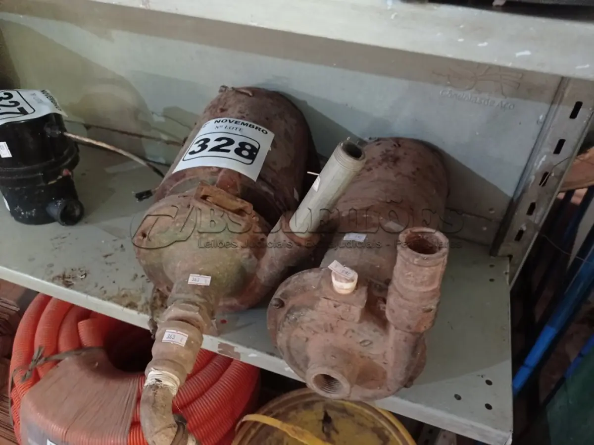 LOTE 328 - 02 MOTOBOMBAS MARCAS E MODELOS DIVERSOS. (NO ESTADO) ATENÇÃO! FAZER A VISITAÇÃO ANTES DE ARREMATAR, NÃO SABEMOS SE FUNCIONA. LEILÃO NÃO TEM GARANTIA E NEM DEVOLUÇÃO, SUJEITO A POSSÍVEIS AVARIAS VISÍVEIS/OCULTAS E/OU AUSÊNCIA DE COMPONENTES.