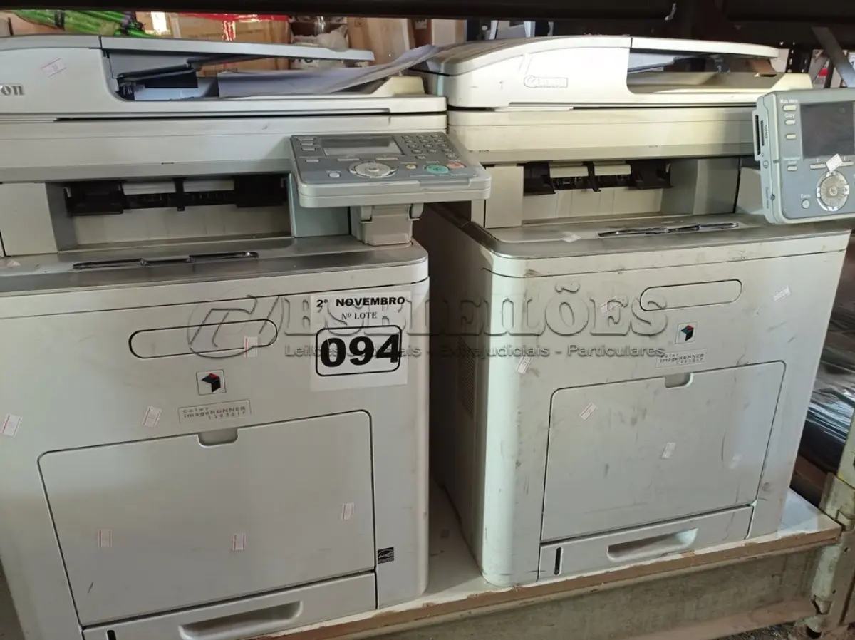 LOTE 094 - 02 IMPRESSORAS MULTIFUNCIONAL MARCAS CANON MODELO COLOR IMAGE RUNNER C1030IF. (NO ESTADO) ATENÇÃO! FAZER A VISITAÇÃO ANTES DE ARREMATAR, NÃO SABEMOS SE FUNCIONA. LEILÃO NÃO TEM GARANTIA E NEM DEVOLUÇÃO, SUJEITO A POSSÍVEIS AVARIAS VISÍVEIS/OCULTAS E/OU AUSÊNCIA DE COMPONENTES.