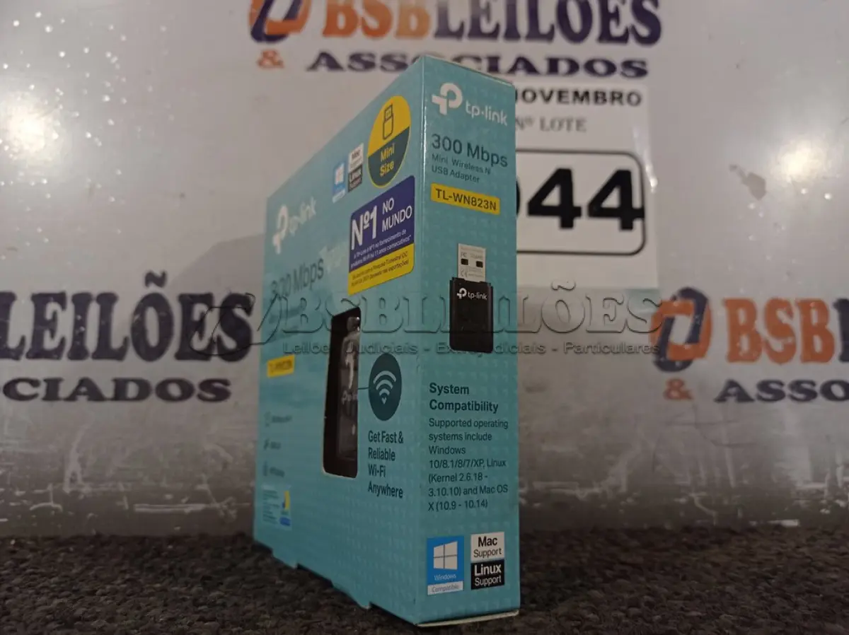 LOTE 044 - 01 ADAPTADOR WIRELESS TPLINK 300 MBPS. (NO ESTADO) ATENÇÃO! FAZER A VISITAÇÃO ANTES DE ARREMATAR, NÃO SABEMOS SE FUNCIONA. LEILÃO NÃO TEM GARANTIA E NEM DEVOLUÇÃO, SUJEITO A POSSÍVEIS AVARIAS VISÍVEIS/OCULTAS E/OU AUSÊNCIA DE COMPONENTES.
