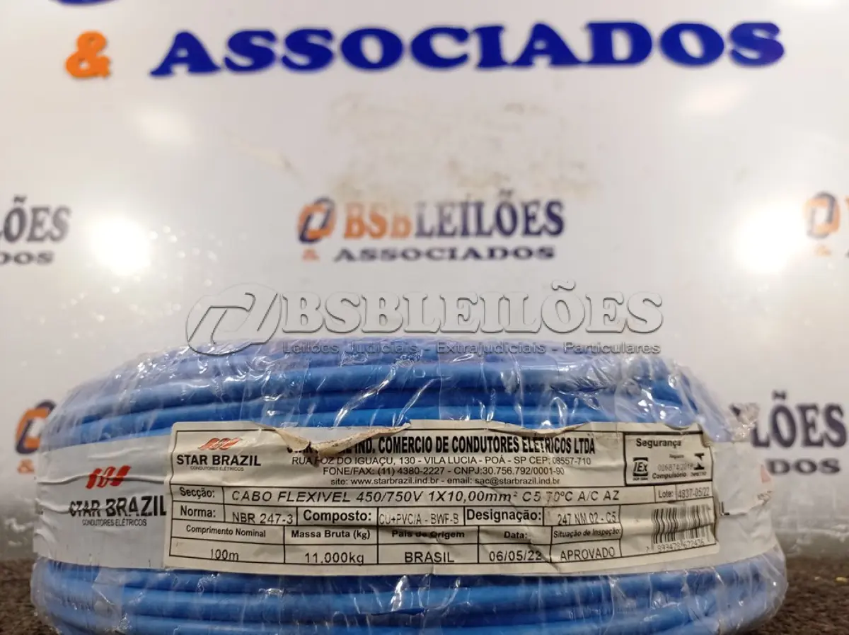 LOTE 170 - 01 ROLO DE CABO FLEXÍVEL 100M 1X10MM NA COR AZUL(NOVO). (NO ESTADO) ATENÇÃO! FAZER A VISITAÇÃO ANTES DE ARREMATAR, NÃO SABEMOS SE FUNCIONA. LEILÃO NÃO TEM GARANTIA E NEM DEVOLUÇÃO, SUJEITO A POSSÍVEIS AVARIAS VISÍVEIS/OCULTAS E/OU AUSÊNCIA DE COMPONENTES.