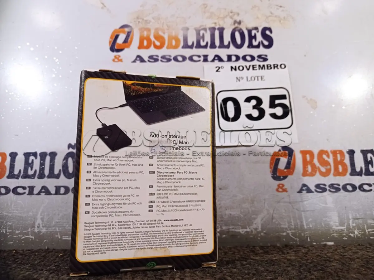 LOTE 035 - 01 HARD DISC EXTERNO 4TB. (NO ESTADO) ATENÇÃO! FAZER A VISITAÇÃO ANTES DE ARREMATAR, NÃO SABEMOS SE FUNCIONA. LEILÃO NÃO TEM GARANTIA E NEM DEVOLUÇÃO, SUJEITO A POSSÍVEIS AVARIAS VISÍVEIS/OCULTAS E/OU AUSÊNCIA DE COMPONENTES.