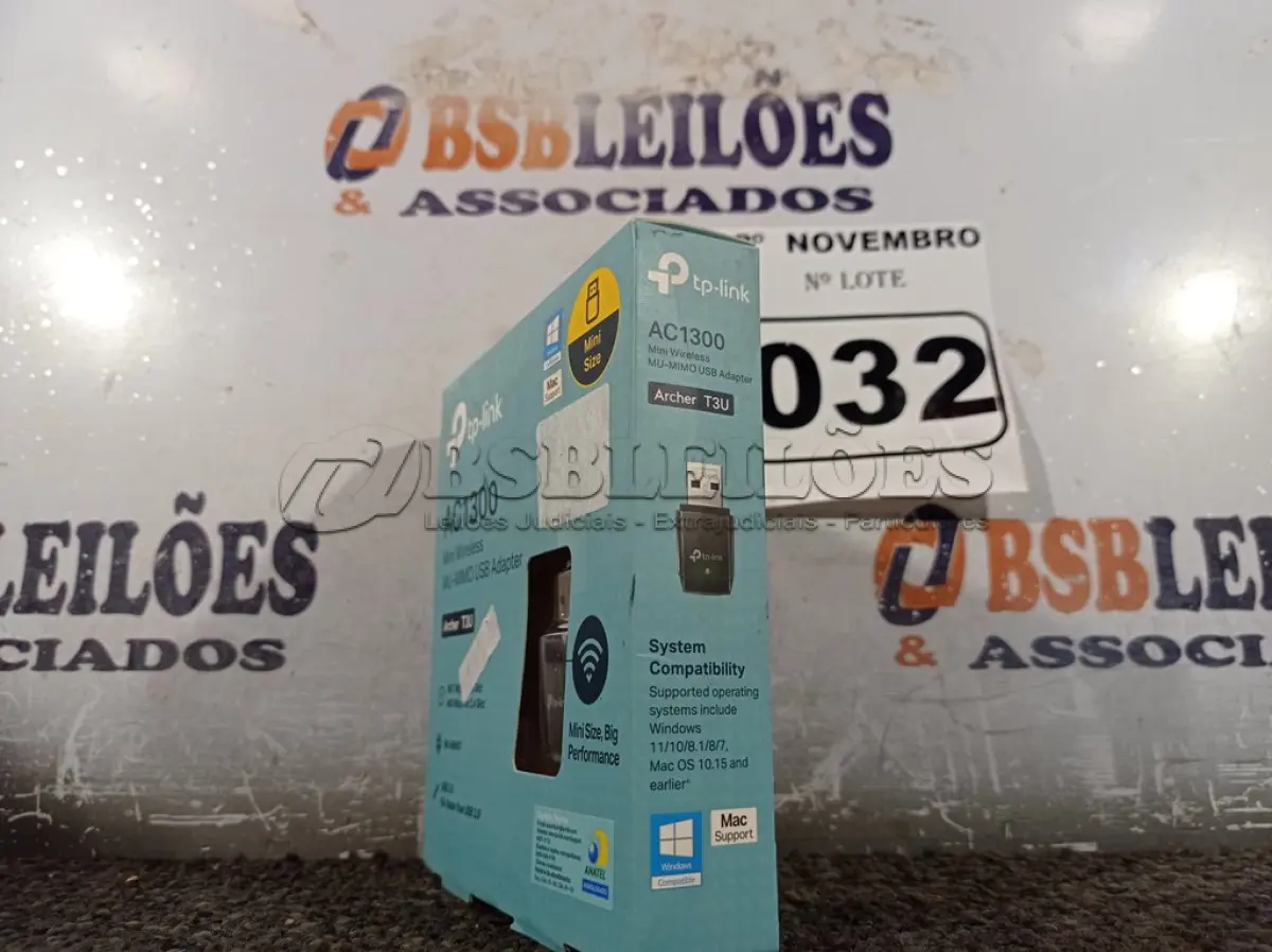 LOTE 032 - 01 ADAPTADOR WIRELESS TPLINK AC 1300. (NO ESTADO) ATENÇÃO! FAZER A VISITAÇÃO ANTES DE ARREMATAR, NÃO SABEMOS SE FUNCIONA. LEILÃO NÃO TEM GARANTIA E NEM DEVOLUÇÃO, SUJEITO A POSSÍVEIS AVARIAS VISÍVEIS/OCULTAS E/OU AUSÊNCIA DE COMPONENTES.
