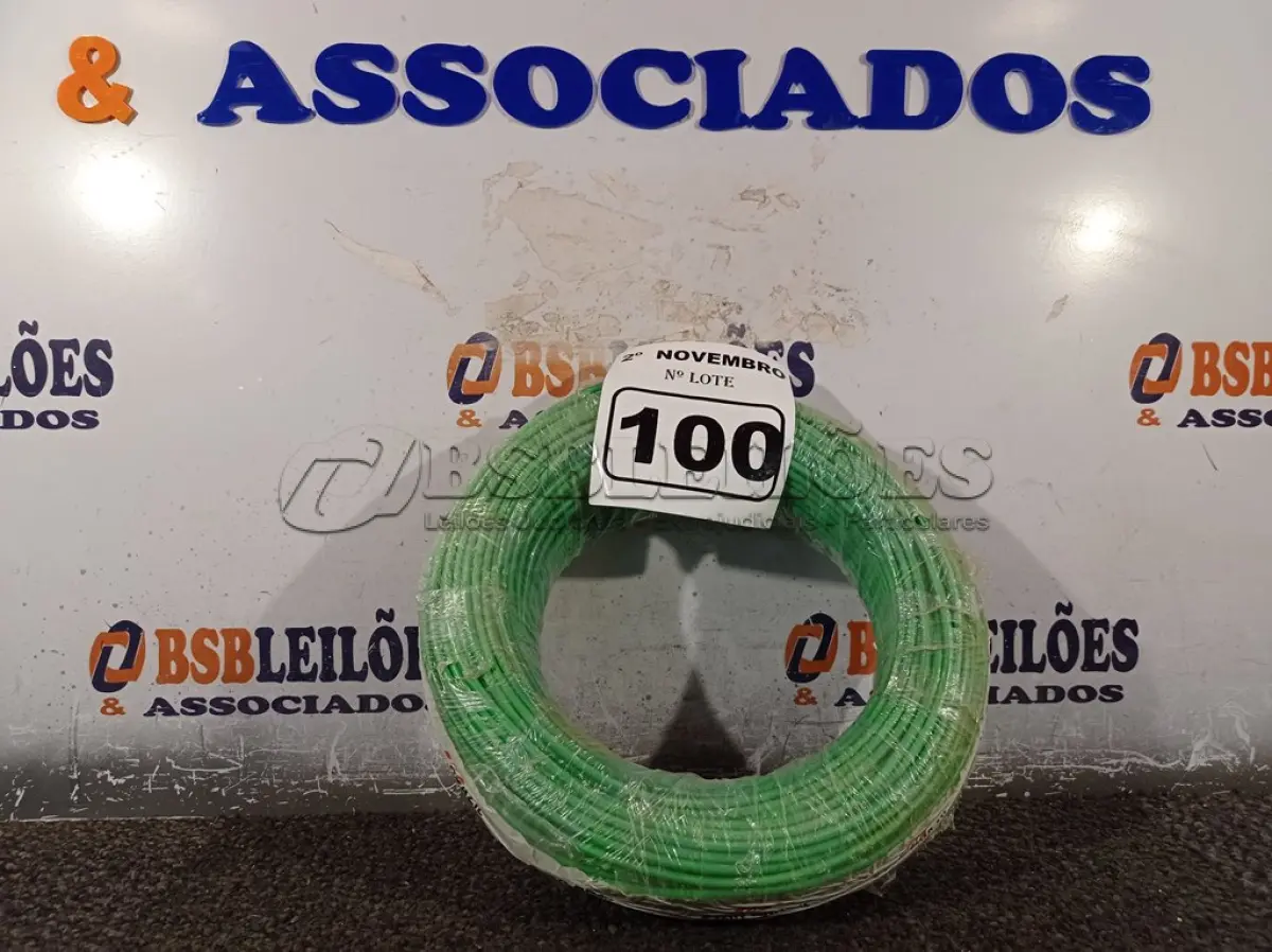 LOTE 100 - 01 ROLO DE CABO FLEXÍVEL 100M 1X4MM NA COR VERDE(NOVO). (NO ESTADO) ATENÇÃO! FAZER A VISITAÇÃO ANTES DE ARREMATAR, NÃO SABEMOS SE FUNCIONA. LEILÃO NÃO TEM GARANTIA E NEM DEVOLUÇÃO, SUJEITO A POSSÍVEIS AVARIAS VISÍVEIS/OCULTAS E/OU AUSÊNCIA DE COMPONENTES.
