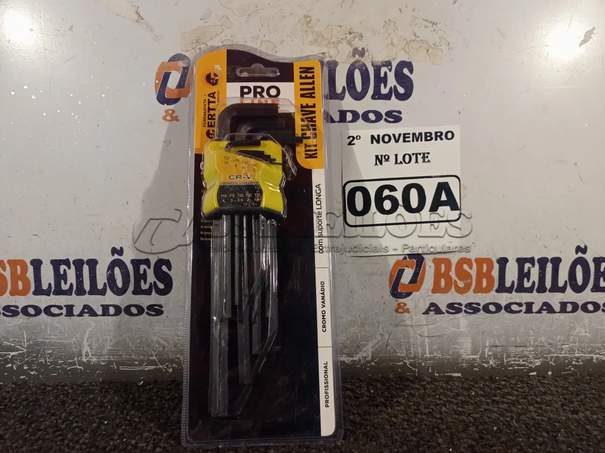 LOTE 060 - 01 KIT DE CHAVE ALLEN. (NO ESTADO) ATENÇÃO! FAZER A VISITAÇÃO ANTES DE ARREMATAR, NÃO SABEMOS SE FUNCIONA. LEILÃO NÃO TEM GARANTIA E NEM DEVOLUÇÃO, SUJEITO A POSSÍVEIS AVARIAS VISÍVEIS/OCULTAS E/OU AUSÊNCIA DE COMPONENTES.