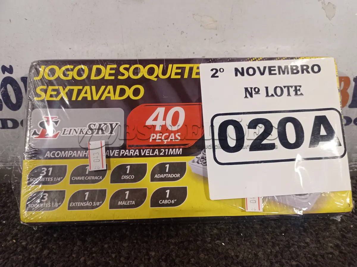 LOTE 020 - 01 JOGO DE SOQUETE SEXTAVADO 40 PEÇAS. (NO ESTADO) ATENÇÃO! FAZER A VISITAÇÃO ANTES DE ARREMATAR, NÃO SABEMOS SE FUNCIONA. LEILÃO NÃO TEM GARANTIA E NEM DEVOLUÇÃO, SUJEITO A POSSÍVEIS AVARIAS VISÍVEIS/OCULTAS E/OU AUSÊNCIA DE COMPONENTES.