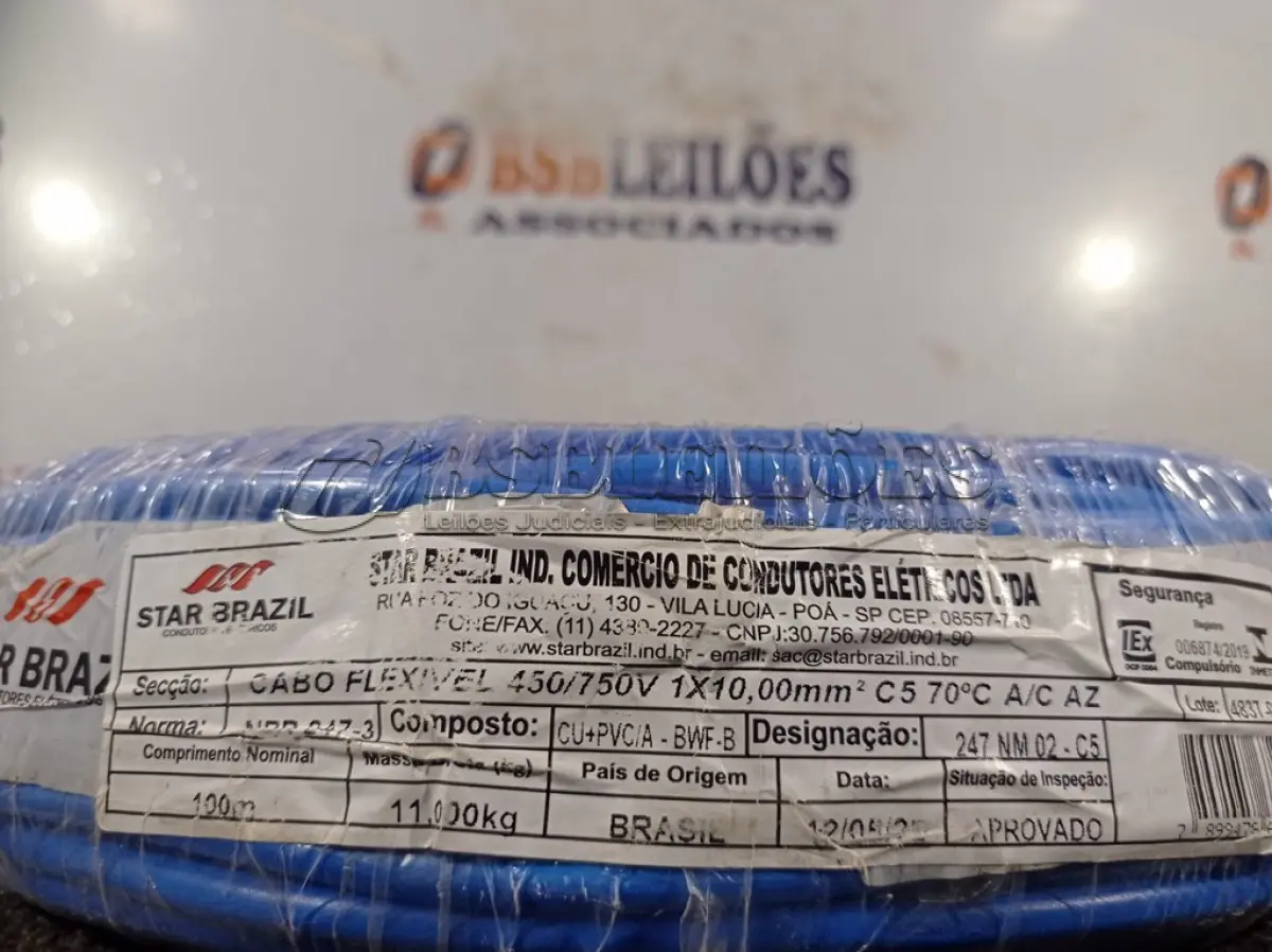 LOTE 020 - 01 ROLO DE CABO FLEXÍVEL 100M 1X10MM NA COR AZUL(NOVO). (NO ESTADO) ATENÇÃO! FAZER A VISITAÇÃO ANTES DE ARREMATAR, NÃO SABEMOS SE FUNCIONA. LEILÃO NÃO TEM GARANTIA E NEM DEVOLUÇÃO, SUJEITO A POSSÍVEIS AVARIAS VISÍVEIS/OCULTAS E/OU AUSÊNCIA DE COMPONENTES.