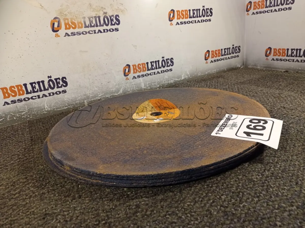 LOTE 169 - 05 DISCOS DE CORTE REFORÇADO. (NO ESTADO) ATENÇÃO! FAZER A VISITAÇÃO ANTES DE ARREMATAR, NÃO SABEMOS SE FUNCIONA. LEILÃO NÃO TEM GARANTIA E NEM DEVOLUÇÃO, SUJEITO A POSSÍVEIS AVARIAS VISÍVEIS/OCULTAS E/OU AUSÊNCIA DE COMPONENTES.
