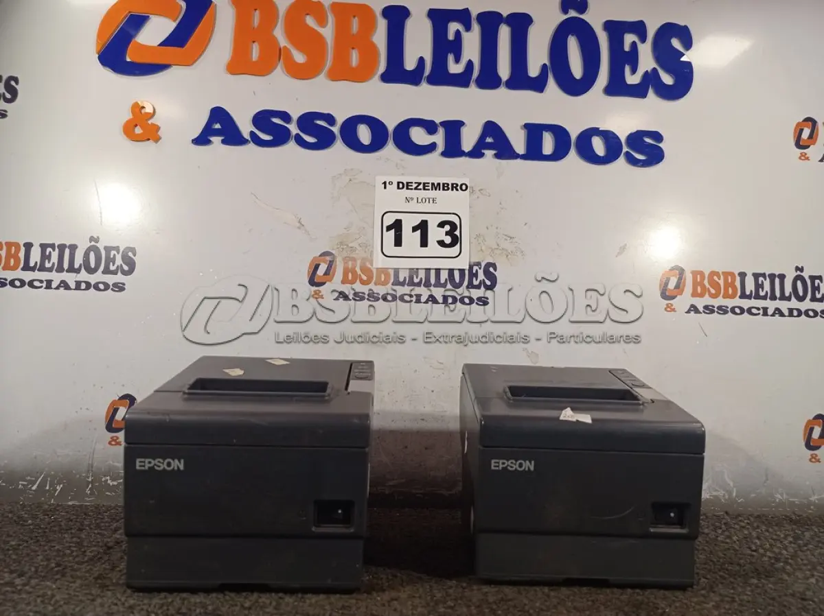 LOTE 113 - 02 IMPRESSORA DE CUPOM MARCAS EPSON. (NO ESTADO) ATENÇÃO! FAZER A VISITAÇÃO ANTES DE ARREMATAR, NÃO SABEMOS SE FUNCIONA. LEILÃO NÃO TEM GARANTIA E NEM DEVOLUÇÃO, SUJEITO A POSSÍVEIS AVARIAS VISÍVEIS/OCULTAS E/OU AUSÊNCIA DE COMPONENTES.