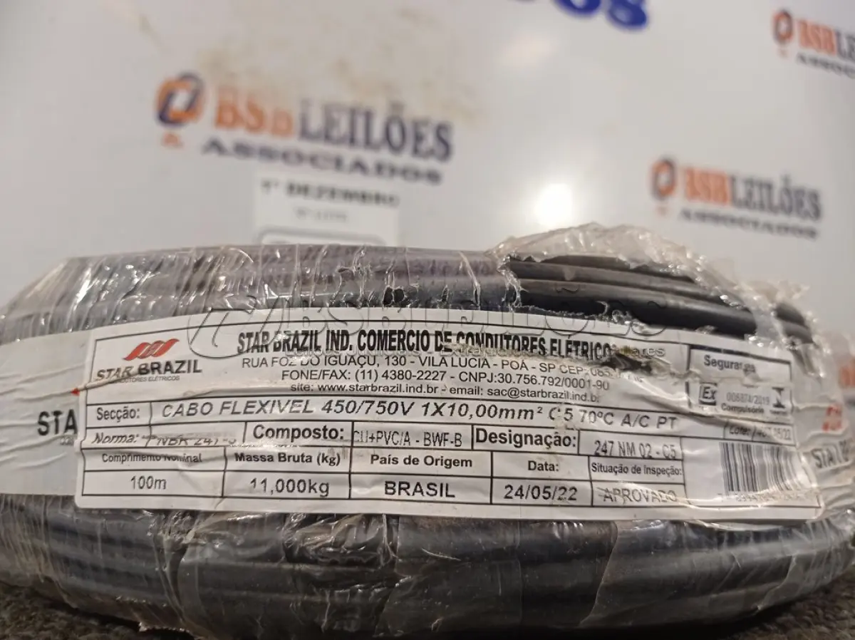 LOTE 030 - 01 ROLO DE CABO FLEXÍVEL 100M 1X10MM NA COR PRETA(NOVO). (NO ESTADO) ATENÇÃO! FAZER A VISITAÇÃO ANTES DE ARREMATAR, NÃO SABEMOS SE FUNCIONA. LEILÃO NÃO TEM GARANTIA E NEM DEVOLUÇÃO, SUJEITO A POSSÍVEIS AVARIAS VISÍVEIS/OCULTAS E/OU AUSÊNCIA DE COMPONENTES.