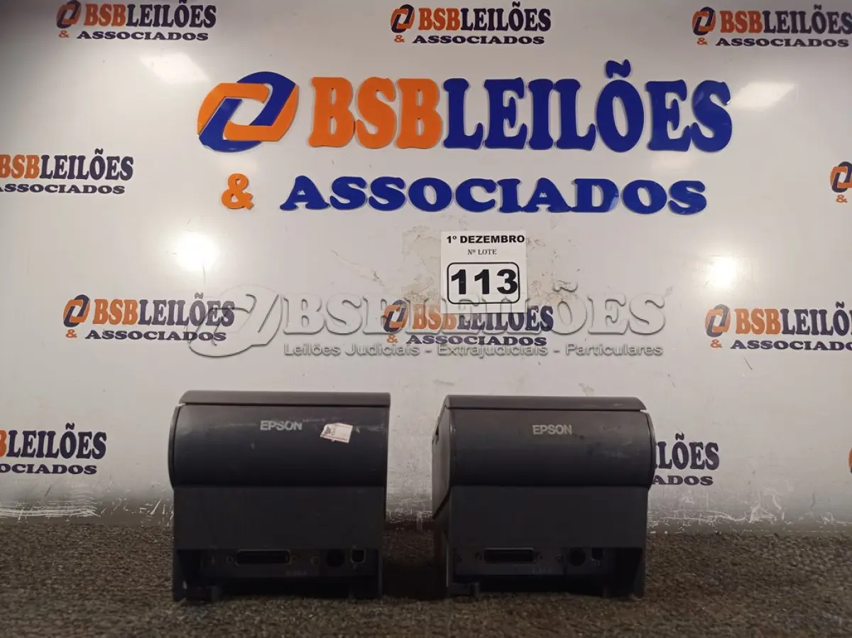 LOTE 113 - 02 IMPRESSORA DE CUPOM MARCAS EPSON. (NO ESTADO) ATENÇÃO! FAZER A VISITAÇÃO ANTES DE ARREMATAR, NÃO SABEMOS SE FUNCIONA. LEILÃO NÃO TEM GARANTIA E NEM DEVOLUÇÃO, SUJEITO A POSSÍVEIS AVARIAS VISÍVEIS/OCULTAS E/OU AUSÊNCIA DE COMPONENTES.