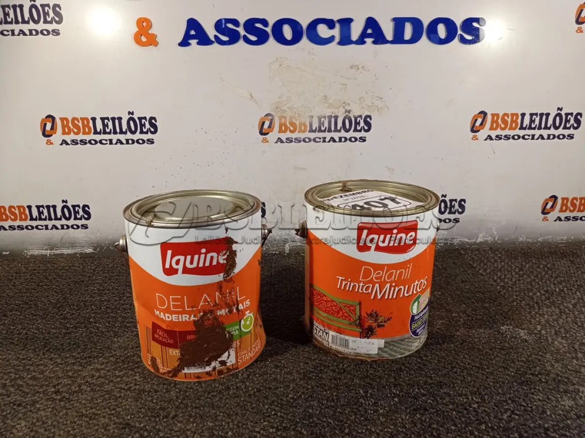 LOTE 407 - 02 GALÕES DE ESMALTE IQUINE MADEIRA E METAIS 3,6L SENDO 01 NA COR MARROM TABACO. (NO ESTADO) ATENÇÃO! FAZER A VISITAÇÃO ANTES DE ARREMATAR, NÃO SABEMOS SE FUNCIONA. LEILÃO NÃO TEM GARANTIA E NEM DEVOLUÇÃO, SUJEITO A POSSÍVEIS AVARIAS VISÍVEIS/OCULTAS E/OU AUSÊNCIA DE COMPONENTES.
