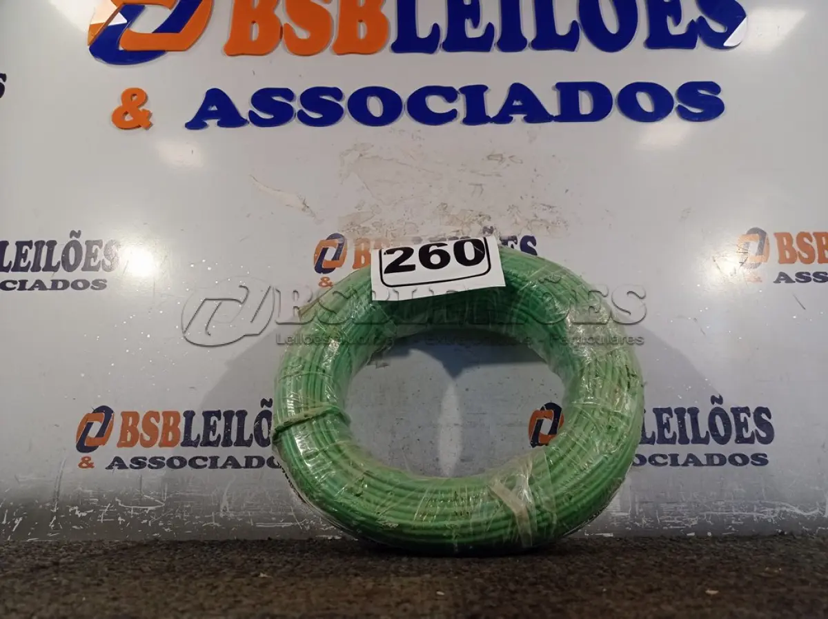 LOTE 260 - 01 ROLO DE CABO FLEXÍVEL 100M 1X4MM NA COR VERDE(NOVO). (NO ESTADO) ATENÇÃO! FAZER A VISITAÇÃO ANTES DE ARREMATAR, NÃO SABEMOS SE FUNCIONA. LEILÃO NÃO TEM GARANTIA E NEM DEVOLUÇÃO, SUJEITO A POSSÍVEIS AVARIAS VISÍVEIS/OCULTAS E/OU AUSÊNCIA DE COMPONENTES.