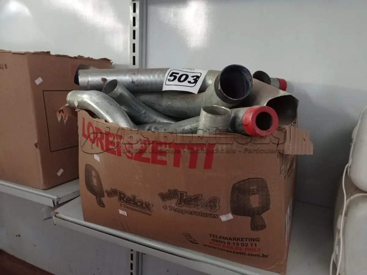 LOTE 503 - 01 LOTE COM VÁRIAS CURVAS GALVANIZADAS MARCAS E MODELOS DIVERSOS. (NO ESTADO) ATENÇÃO! FAZER A VISITAÇÃO ANTES DE ARREMATAR, NÃO SABEMOS SE FUNCIONA. LEILÃO NÃO TEM GARANTIA E NEM DEVOLUÇÃO, SUJEITO A POSSÍVEIS AVARIAS VISÍVEIS/OCULTAS E/OU AUSÊNCIA DE COMPONENTES.