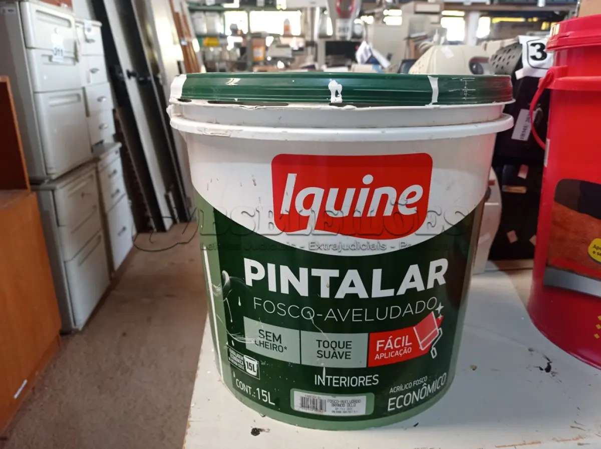 LOTE 315 - 01 BALDE DE TINTA IQUINE PINTALAR FOSCO AVELUDADO BRANCO GELO 15L. (NO ESTADO) ATENÇÃO! FAZER A VISITAÇÃO ANTES DE ARREMATAR, NÃO SABEMOS SE FUNCIONA. LEILÃO NÃO TEM GARANTIA E NEM DEVOLUÇÃO, SUJEITO A POSSÍVEIS AVARIAS VISÍVEIS/OCULTAS E/OU AUSÊNCIA DE COMPONENTES.