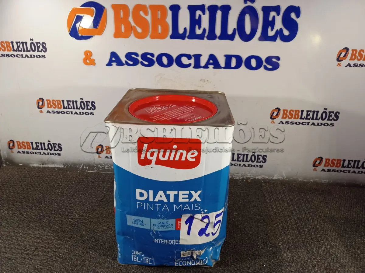 LOTE 125 - 01 LATA DE TINTA PARA PISO IQUINE 18L. (NO ESTADO, NÃO SABEMOS SE FUNCIONA. LEILÃO NÃO TEM GARANTIA E NEM DEVOLUÇÃO).